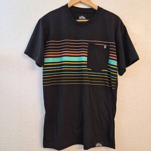 Stick Figure Striped T-shirt w/ Pocket: SF Stick Family Reggae Dub California